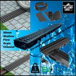 Novadrain 50mm Shallow Flow Black & Grey Channel Drainage Driveway Garden Pool