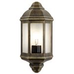 Black & Gold Classic Flush Lantern Style IP44 Rated Outdoor Wall Light by Hap...