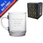 Personalised Engraved 260ml Glass Tea and Coffee Mug with Gift Box
