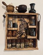 Rustic Wooden Witches Kitchen Spice Rack Raven Apothecary Herb Shelf Gothic