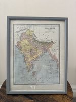 Rare 1884 Indian Empire Map Antique Framed British India Asia Map Decor 