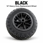 PU Wheelbarrow Wheel 14 inch 3.50-8 Puncture Proof Solid Heavy Duty Tyre Black