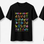 Kids Boys Girls Unisex Fit Dinosaur Cool Alphabet Educational T-Shirt Adults Tee
