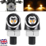 2X Motorcycle LED Turn Signal Indicator Light Mini Blinker Black Amber Universal