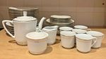 Art Déco Porcelain dinning set - 40 pieces white and gold - Excellent
