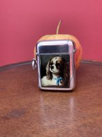 For Janelle Antique Victorian Silver enamel vesta case King Charles Spaniel