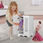 Doll Closet for 18 Inch Dolls Wardrobe Wooden Furniture With 6 Clothes Hangers~