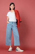 Seasalt Women's Tall Barnes Wide Leg Crop Jeans Light Wash Rain Slub