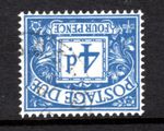 1959 4d BLUE POSTAGE DUE CROWN WMK SIDEWAYS-INVERTED SUPERB USED. SG D61Wi