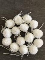 20 White Handmade Wool Pom Poms - 1.5”