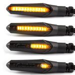 Lextek LED Indicators Motorcycle Sequential Matt Black ECE Compliant Clear REAR