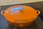 Mario Batali by Dansk Enameled Cast Iron Oval Dutch Oven, Persimmon -Extra Large