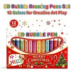 12Pc 3D Magic Popcorn Pens Puffy Paint Bubble Pen Kids 3D Art Pens XMAS Gift