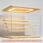 5 Tier LED Light Acrylic Display Case Wooden Showcase for Collectibles