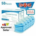 50 Face Masks Premium Quality - Face, Mouth & Nose Protection Blue Masks