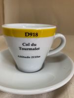 Col du Tourmalet D918 Altitude 2113m Espresso Cup & Saucer, Cycling Souvenir