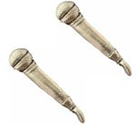 2 x Microphone (Music) Handcrafted From English Pewter Pin Badges-PAG