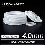 Grade Food O-Ring 4mm Cross Section 12mm-80mm OD Clear Silicone Seals O-Rings
