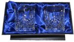 Pair of 24% Lead Crystal Whisky Mixer Glasses in Silk Lined Presentation Box
