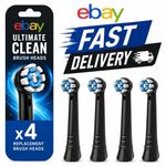 Oral-B iO Ultimate Clean Replacement Toothbrush Heads Electric Pack of 4 - Black