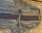 Women's Blue Striped Kaftan Robe with Belt, One Size Polyester, Morocco