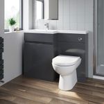 1100mm Bathroom Vanity Unit Basin Sink Toilet Combined Furniture Left Hand Grey
