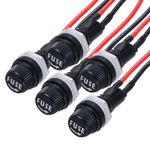 5Pcs Panel Mount Fuse Holder 5x20mm AC 250V 10A w/ Pre-Soldered Wires,Oblate