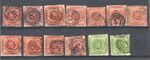 Early Denmark Stamps 4s Brown and 8s Green - Used on a stockcard