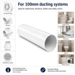 Rigid Round PVC Ventilation Duct 100mm x 500mm White Extractor Fan Pipe Kitchen