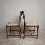 Pair of Vintage 1950s Solid Oak Dining Chairs with Turned Legs