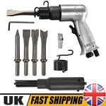 150mm Air Hammer Drill Gun + 4x 120mm Chisels + Needle De-scaler Attachment UK