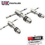 Reversible Ratchet Tap Wrench Set 3pc Adjustable T Handle Tap Holder Machine -UK