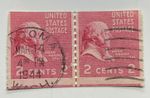ERROR 1939 U.S. 2C PREXIE STAMPS PAIR GUIDE LINE #841 PLATE NUMBER ERROR MISCUT