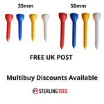 Plastic Golf Tees 35mm/50mm - Various Quantities Virtually Unbreakable Tees