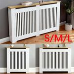 92cm High Radiator Cover Modern Vertical Slat Grill MDF Cabinet White/Oak Finish