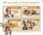 DAVID LIVINGSTONE Africa Missionary & Explorer 4v-Stamp Sheet (2018 Mozambique)