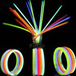 100 x 8” GLOW STICKS BRACELETS NECKLACES NEON COLOURS PARTY FAVORS RAVE DISCO