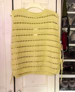 M&S yellow Open-Knit Lightweight Sleeveless Crew Neck Tie Side Jumper, M