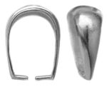 1 LARGE STERLING SILVER 925 SIMPLE ROUNDED PENDANT PINCH BAIL, 12 X 7 MM, HOLDER