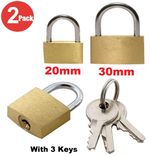 20MM 30MM BRASS PADLOCK SUITCASE LUGGAGE TRAVEL BIKE GYM LOCKER WITH 3 KEYS