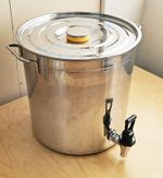 Pan with Tap 20 Litre Stainless Steel Stock Pot & Lid 20L *DENTED*