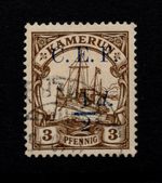 CAMEROON C.E.F. 1915 ½d ON 3pf DIFFERENT FOUNT "d", SG B1a, FINE USED, CAT. £425