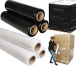 BLACK/CLEAR PALLET STRETCH-SHRINK WRAP PARCEL PACKAGING ROLLS STANDARD CORE