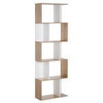 Bookcase S Shaped Wooden Bookshelf 5 6 Tiers Freestanding Natural wood finish