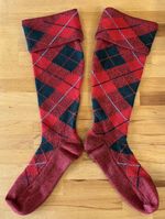 SCOTTISH TARTAN WOOL FULL KILT  HOSE - M-L / RED & GREEN 