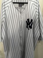 Majestic New York Yankees Derek Jeter #2 Pinstripe Jersey White/Blue 5X