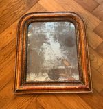 heavily foxed antique mercury mirror-circa 1850- gesso over wood-Stunning!