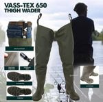 Vass Tex 650 Thigh Waders Green Waterproof VA650-60 PVC Low Profile Boot