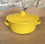 Vintage Coop Stov Albisola Italy Yellow Glazed Terracotta Casserole Dish and lid