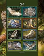 OWLS BIRDS OF PREY Owl Bird MNH 6v-Stamp Sheet #2360 (2024 Sierra Leone)